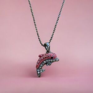Pink dolphin necklace
